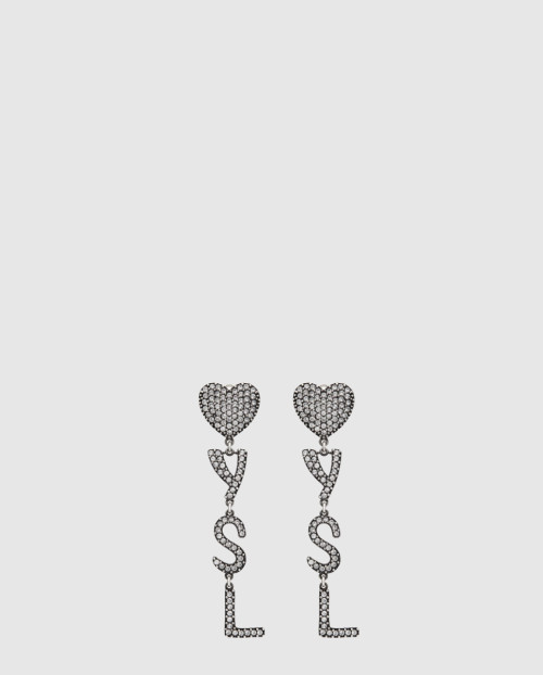 [SAINT LAURENT-생로랑]메탈 및 크리스탈 소재의 Opyum 하트 이어링 584228