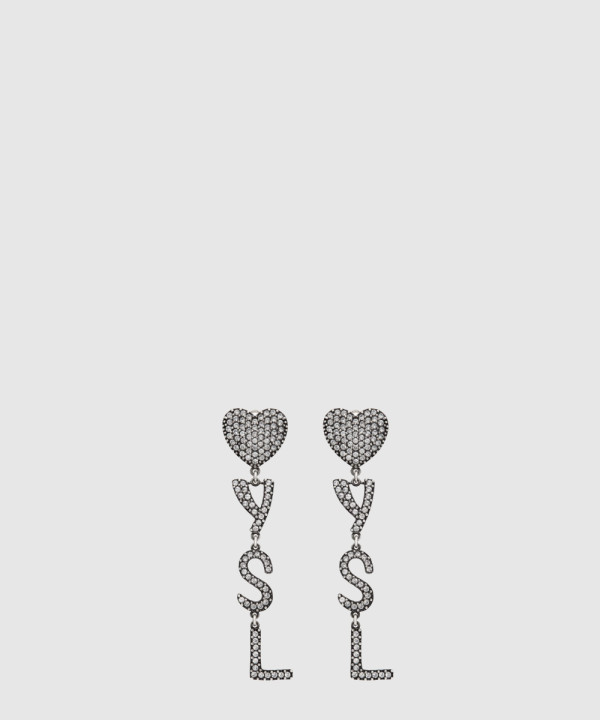 [SAINT LAURENT-생로랑]메탈 및 크리스탈 소재의 Opyum 하트 이어링 584228
