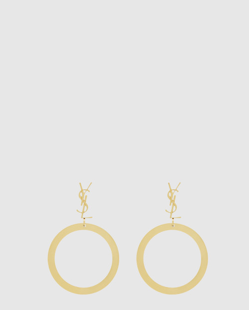 [SAINT LAURENT-생로랑]메탈 소재의 CASSANDRE 펜던트 후프 이어링 784142