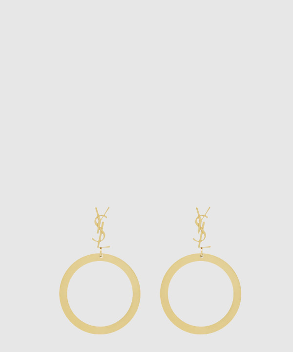 [SAINT LAURENT-생로랑]메탈 소재의 CASSANDRE 펜던트 후프 이어링 784142