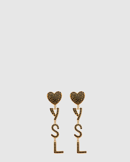 [SAINT LAURENT-생로랑]메탈 및 크리스탈 소재의 Opyum 하트 이어링 584228