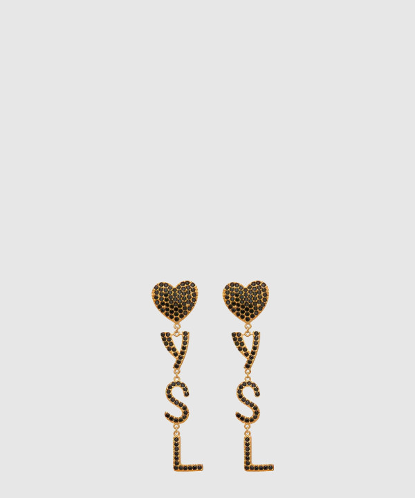[SAINT LAURENT-생로랑]메탈 및 크리스탈 소재의 Opyum 하트 이어링 584228