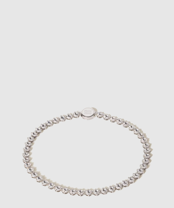 [MIUMIU-미우미우]크리스털 장식 메탈 목걸이 5IC173