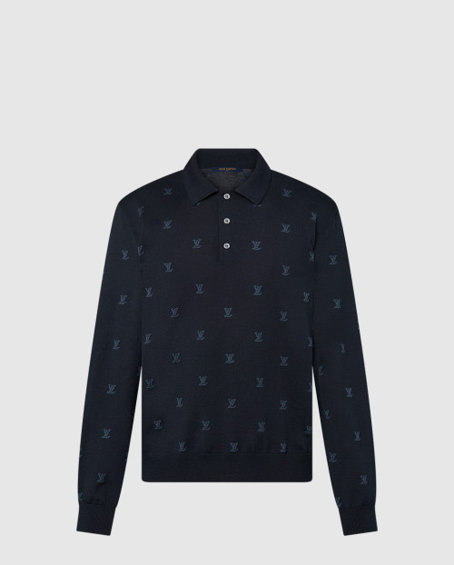 [LOUIS VUITTON-루이비통]롱 슬리브드 울 실크 앤드 캐시미어 블렌드 폴로 1AFYEV