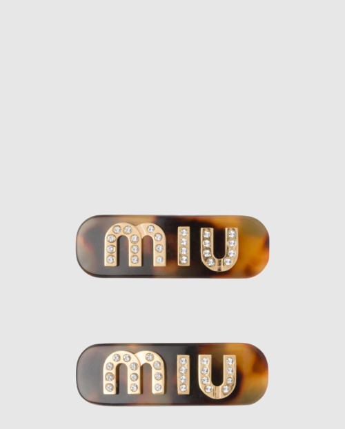 [MIUMIU-미우미우]크리스탈 로고 헤어핀 5JF091