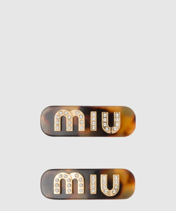 [MIUMIU-미우미우]크리스탈 로고 헤어핀 5JF091