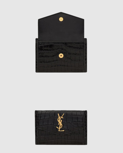 [SAINT LAURENT-생로랑]크로커다일 엠보스드 샤이니 가죽 소재의 UPTOWN 카드 케이스 582305