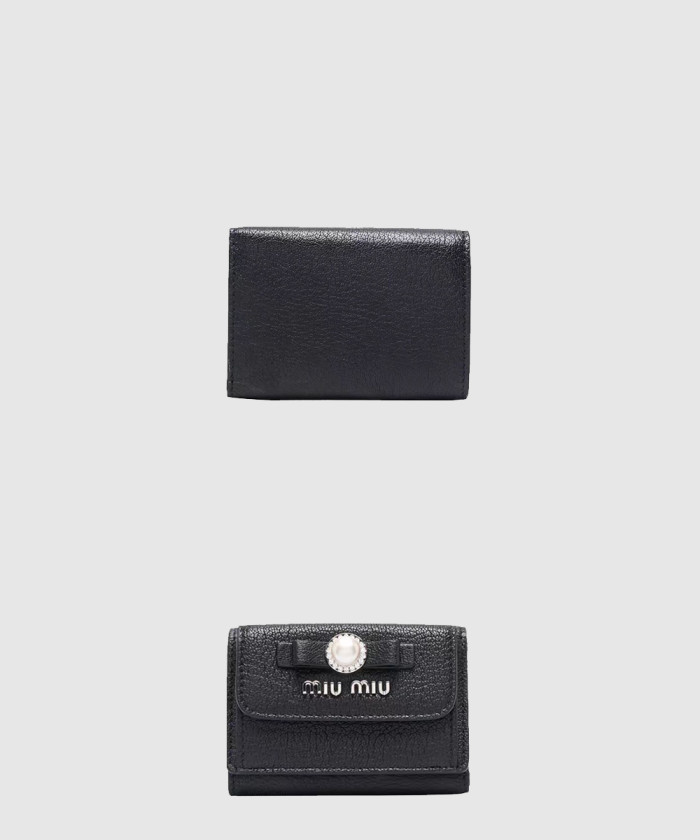 레플리카|이미테이션 miumiu-미우미우펄-보우-로고-트리폴드-지갑-5mh021