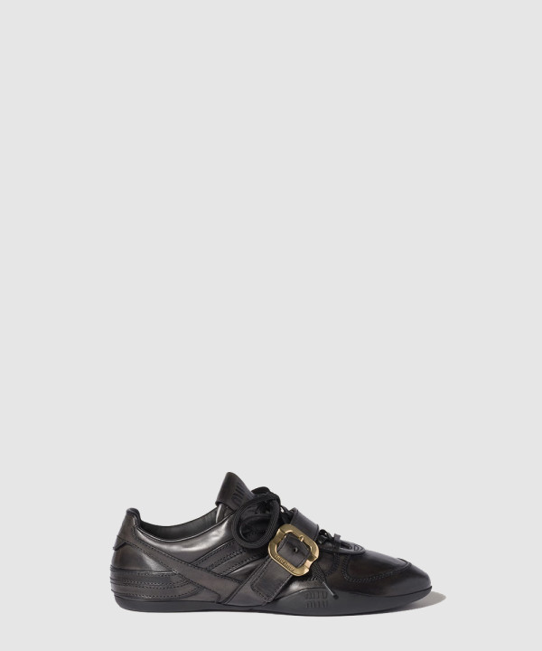 [MIUMIU-미우미우]버클 장식 가죽 스니커즈 5E549E