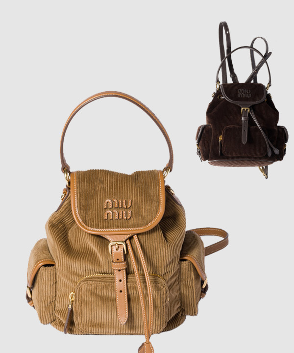 [MIUMIU-미우미우]코듀로이 백팩 5BZ043