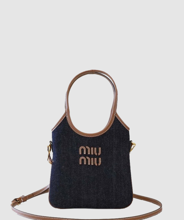 [MIUMIU-미우미우]캔버스 및 가죽 아이비 백 5BA281