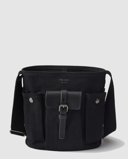 [PRADA-프라다]미니 캔버스와 가죽 버킷백 1BE106