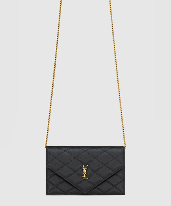 [SAINT LAURENT-생로랑]그랑 드 뿌드르 가죽 소재 PARIS 체인 지갑 871149